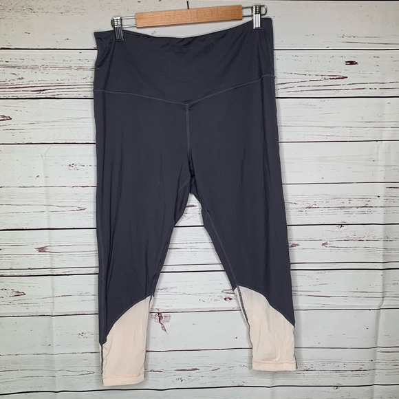 Zella Pants - Zella | Grey with Ivory Mesh Detail Crop Legging